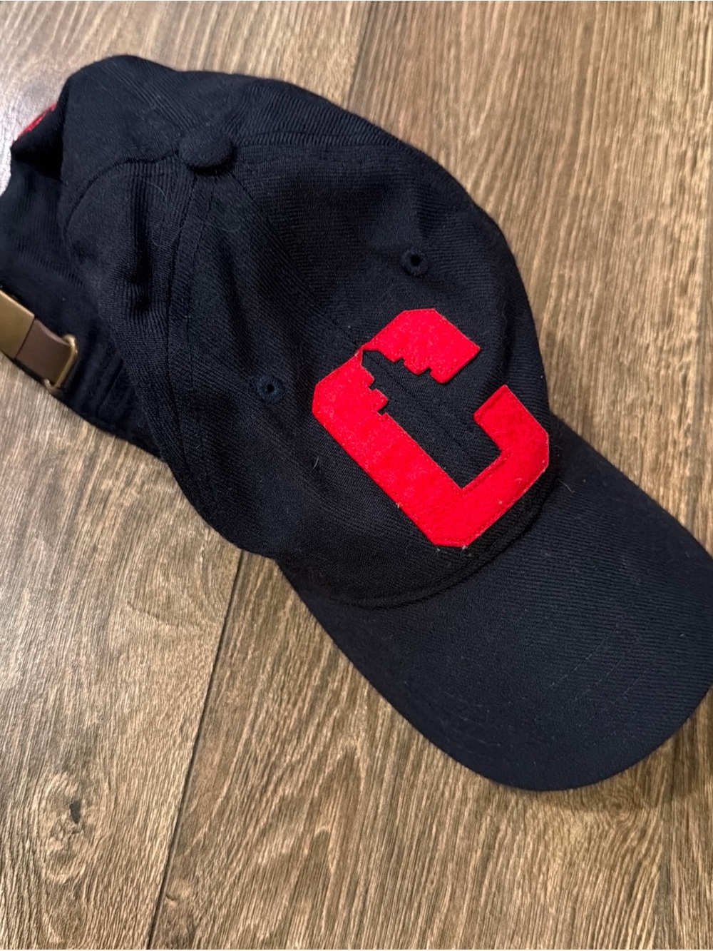 Black Baseball Cap with Red Felt 'C' Patch